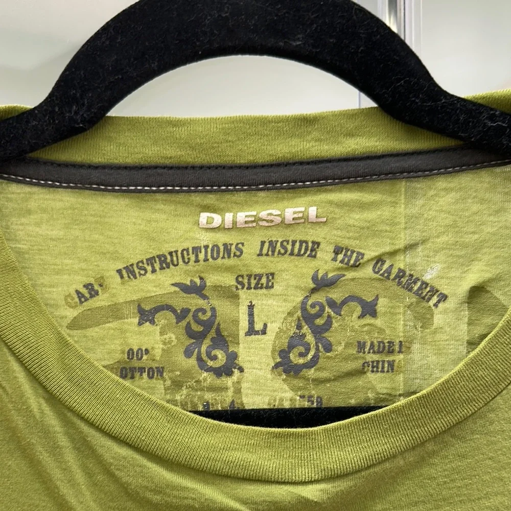 Vintage Diesel Green Long Sleeve Men's T-Shirt L Rare Distressed Design. - Picture 2 of 9